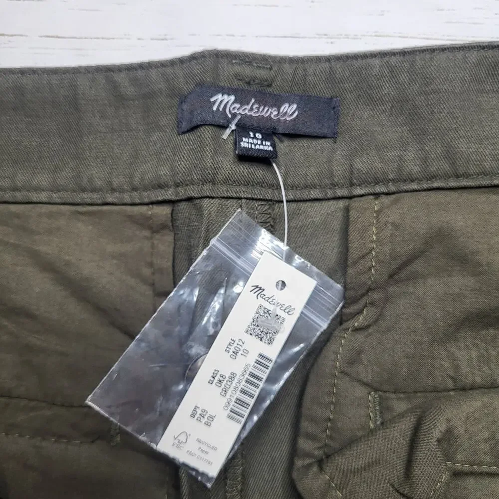 Madewell Barrel Trouser Pants Drapey Twill Olive Green Pleated Minimalist 10 - Picture 10 of 11